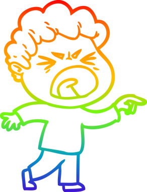 Bir insan tarafından çizilmiş öfkeli bir adamın çizdiği gökkuşağı gradyan çizgisi.