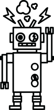 bir insan tarafından çizilen arızalı robot simgesi