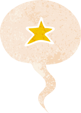 bir insan tarafından çizilmiş grunge ile konuşma kabarcığı sıkıntılı retro biçimli çizgi film yıldızı sembolü