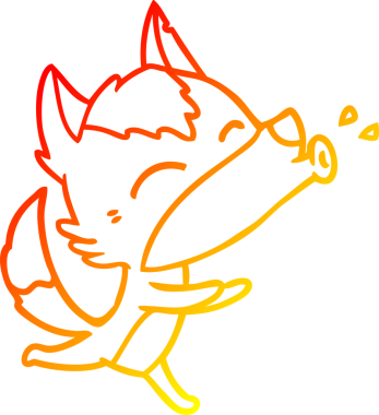 Bir insan tarafından çizilen uluyan kurt çizgi filminin sıcak gradyan çizimi