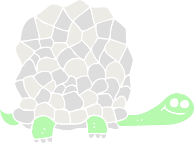 Bir insan tarafından çizilmiş düz renkli kaplumbağa çizimi