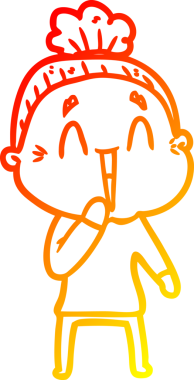 Bir insan tarafından çizilmiş mutlu, yaşlı bir kadının sıcak çizgi çizimi.