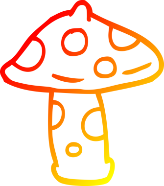 Bir insan tarafından çizilmiş bir mantarın sıcak gradyan çizimi