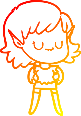 Bir insan tarafından çizilmiş mutlu bir elf kızı çizimi.