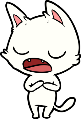 Bir insan tarafından çizilmiş konuşan kedi çizgi filmi.