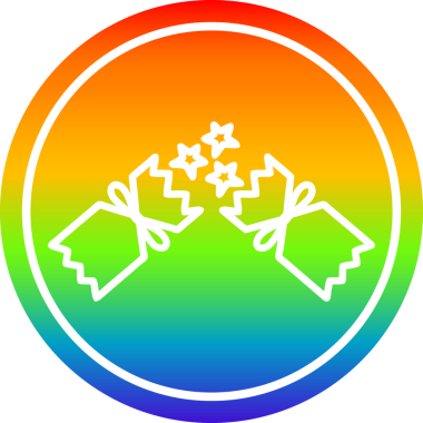 Patlayan noel krakeri gökkuşağı gradyan bir insan tarafından çizilmiş dairesel simge