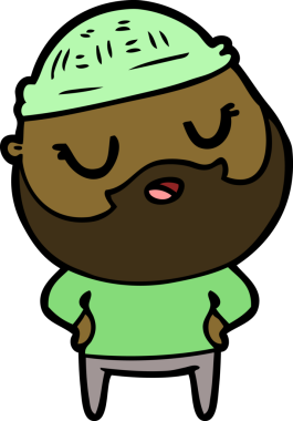 Bir insan tarafından çizilmiş sakallı sevimli bir çizgi film adamı.