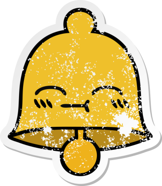 Bir insan tarafından çizilmiş sevimli bir çanın sıkıntılı çıkartması.