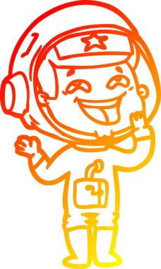 Bir insan tarafından çizilmiş gülen astronotun sıcak çizgi çizimi