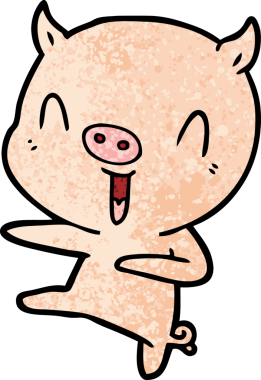 Bir insan tarafından çizilmiş domuz dansı.