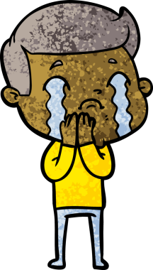 Bir insan tarafından çizilmiş ağlayan çizgi film adamı.