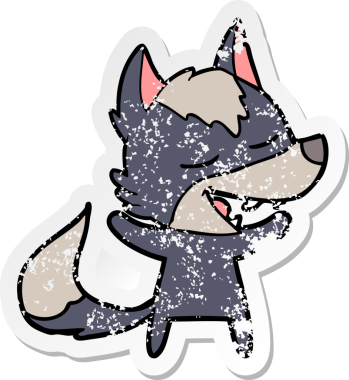 Bir insan tarafından çizilmiş bir karikatür kurdunun sıkıntılı çıkartması.