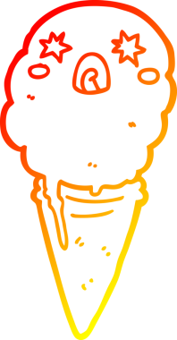 Bir çizgi filmin sıcak çizgi çizimi bir insan tarafından çizilmiş dondurmayı şok etti.