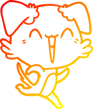 Bir insan tarafından çizilmiş mutlu, küçük bir köpek çizgi filmi.