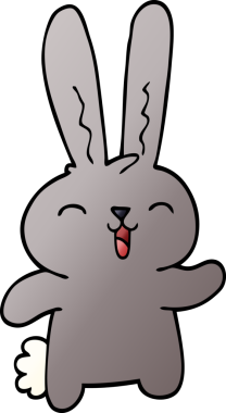 Bir insan tarafından çizilmiş mutlu tavşan.