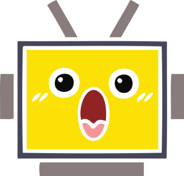 Bir insan tarafından çizilmiş robot kafasının düz renkli retro karikatürü