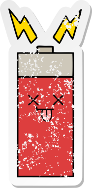 Bir insan tarafından çizilmiş şirin bir karikatür bataryasının sıkıntılı çıkartması.