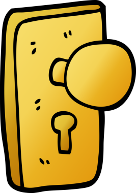 Bir insan tarafından çizilmiş bir anahtar deliğiyle karalama kapı kolu.