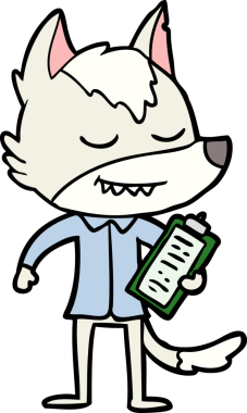 Bir insan tarafından çizilmiş notları olan dost canlısı çizgi film kurdu.