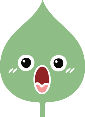 Bir insan tarafından çizilmiş dışavurumsal yaprağın düz renk retro karikatürü