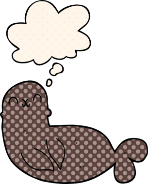 Bir insan tarafından çizilmiş, düşünce baloncuklu çizgi film mührü.