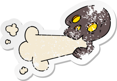 Bir insan tarafından çizilmiş garip bir el karikatürü kafatası.