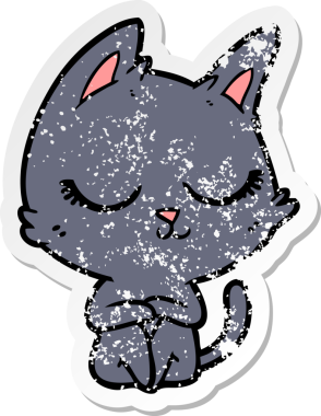 Bir insan tarafından çizilmiş sakin bir çizgi film kedisinin sıkıntılı çıkartması.