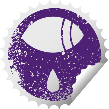 Sıkıntılı dairesel soyulan bir insan tarafından çizilmiş ağlayan gözün sembolü.