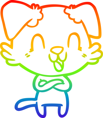 Gökkuşağı gradyan çizgisi bir insan tarafından çizilmiş gülen bir çizgi köpeğin çizimi