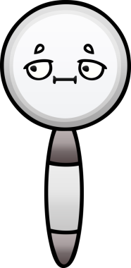 Bir insan tarafından çizilmiş bir büyüteçin gölgelenmiş karikatürü