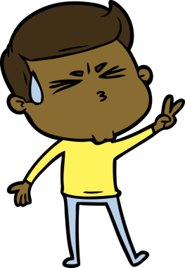 Bir insan tarafından çizilmiş terleyen çizgi film adamı.