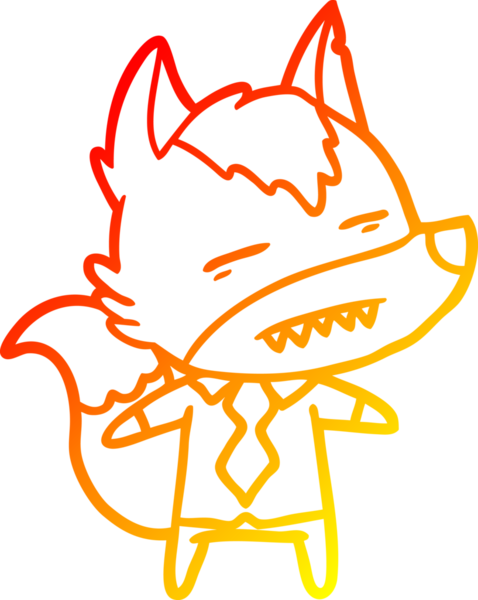 Bir insan tarafından çizilmiş dişleri gösteren çizgi film karakteri kurdunun sıcak çizgi çizimi