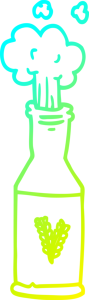 Bir insan tarafından çizilmiş bira şişesinin soğuk gradyan çizgisi.