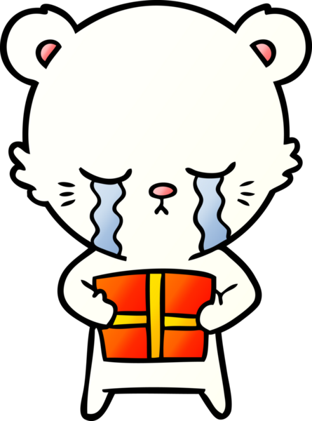 Bir insan tarafından çizilmiş üzgün küçük kutup ayısı çizgi filmi.