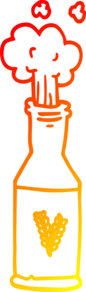 Bir insan tarafından çizilen bira şişesinin sıcak gradyan çizgisi