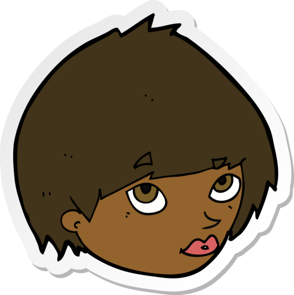 Bir insan tarafından çizilmiş karikatür kadın yüzü çıkartması.