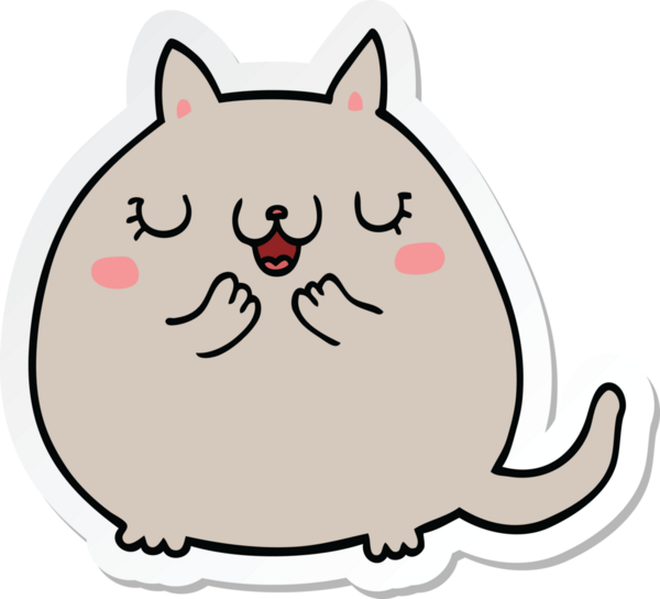 Bir insan tarafından çizilmiş şirin bir kedinin çıkartması.