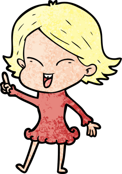 Bir insan tarafından çizilmiş mutlu çizgi film kızı.