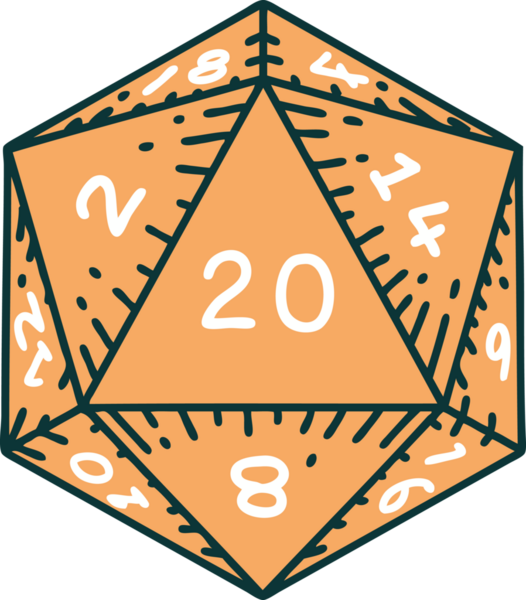 Bir insanın çizdiği d20 zarının ikonik dövme şekli