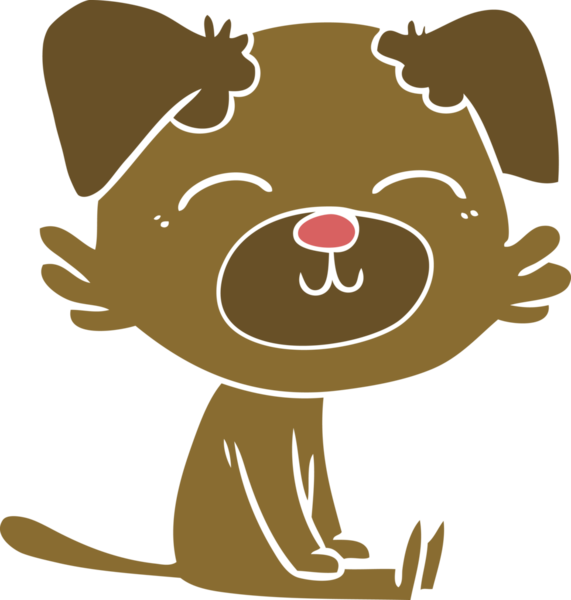 Bir insan tarafından çizilmiş düz renkli çizgi film köpeği.