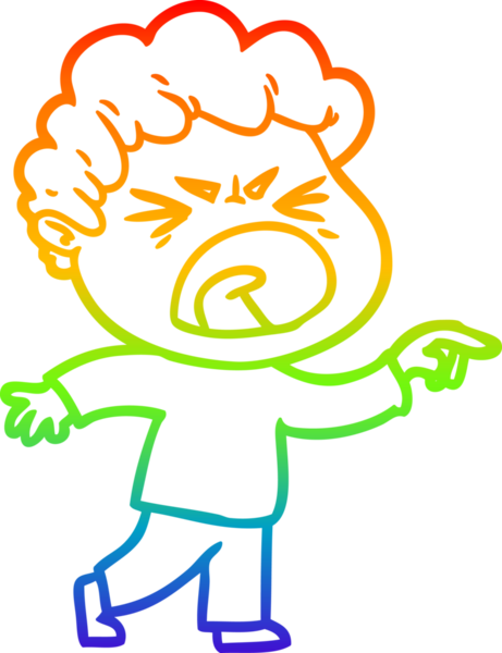 Bir insan tarafından çizilmiş öfkeli bir adamın çizdiği gökkuşağı gradyan çizgisi.