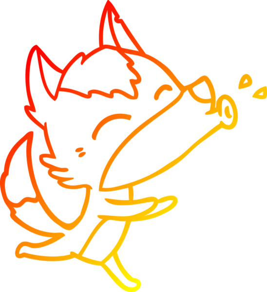 Bir insan tarafından çizilen uluyan kurt çizgi filminin sıcak gradyan çizimi