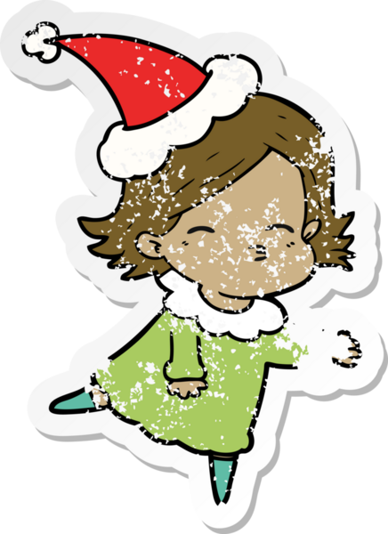 Bir insan tarafından çizilmiş Noel Baba şapkası giymiş bir kadının el yazısı.