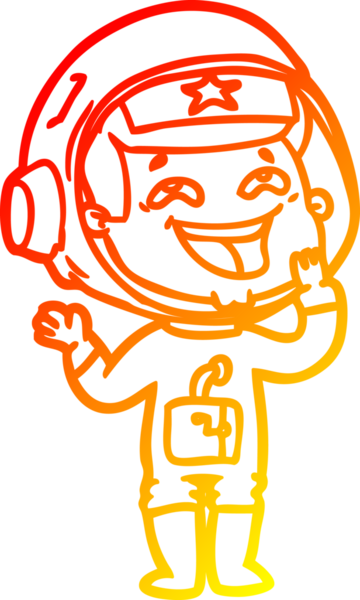 Bir insan tarafından çizilmiş gülen astronotun sıcak çizgi çizimi