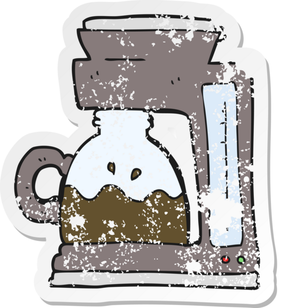 Bir insan tarafından çizilmiş çizgi film kahve filtresi etiketi.