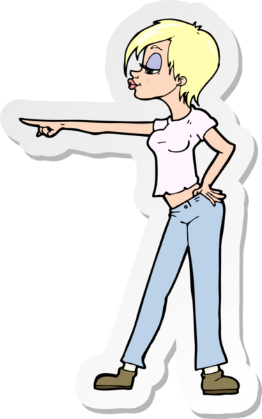 Bir insan tarafından çizilmiş bir karikatür kadının çıkartması.