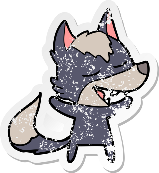 Bir insan tarafından çizilmiş bir karikatür kurdunun sıkıntılı çıkartması.