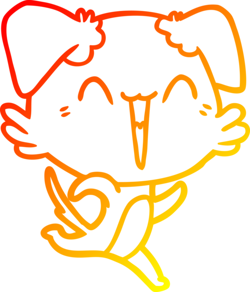 Bir insan tarafından çizilmiş mutlu, küçük bir köpek çizgi filmi.