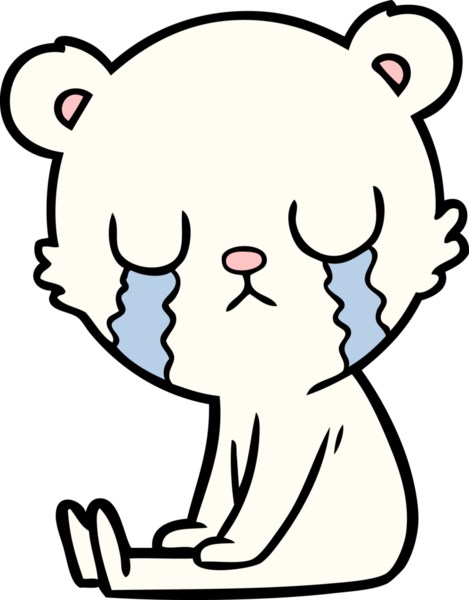 Bir insan tarafından çizilmiş ağlayan kutup ayısı çizgi filmi.