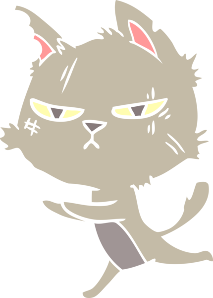 sert düz renkli çizgi film kedisi bir insan tarafından çizilmiş.